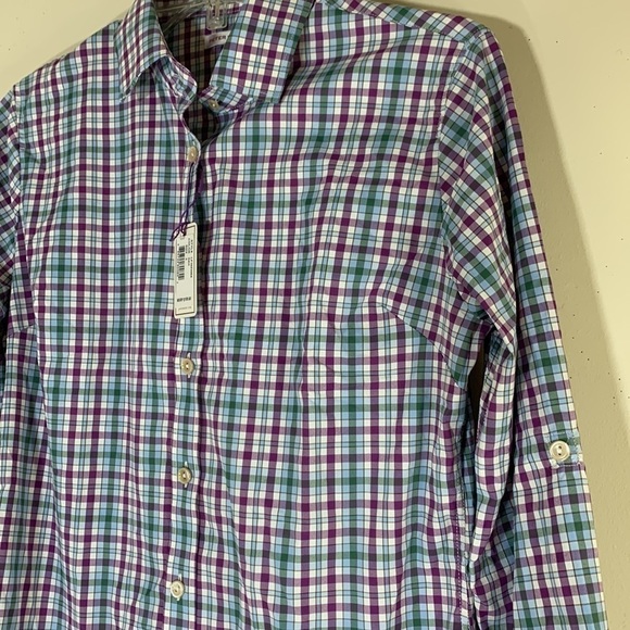 NWT. Peter Millar Small Button Front Roll-tab Long  Sleeve Plaid Shirt. - Picture 5 of 11